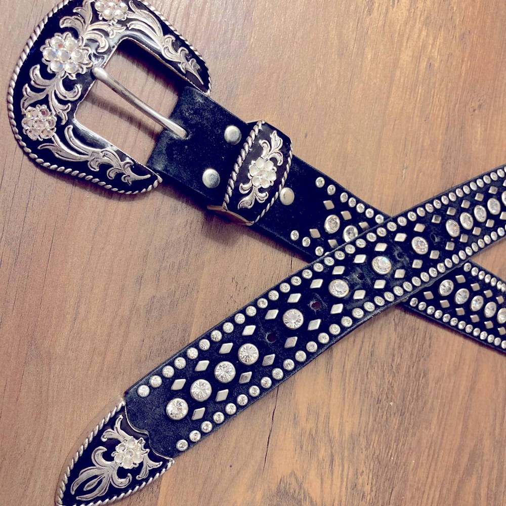 Black Nocona Western Bling belt - Picture 2 of 2